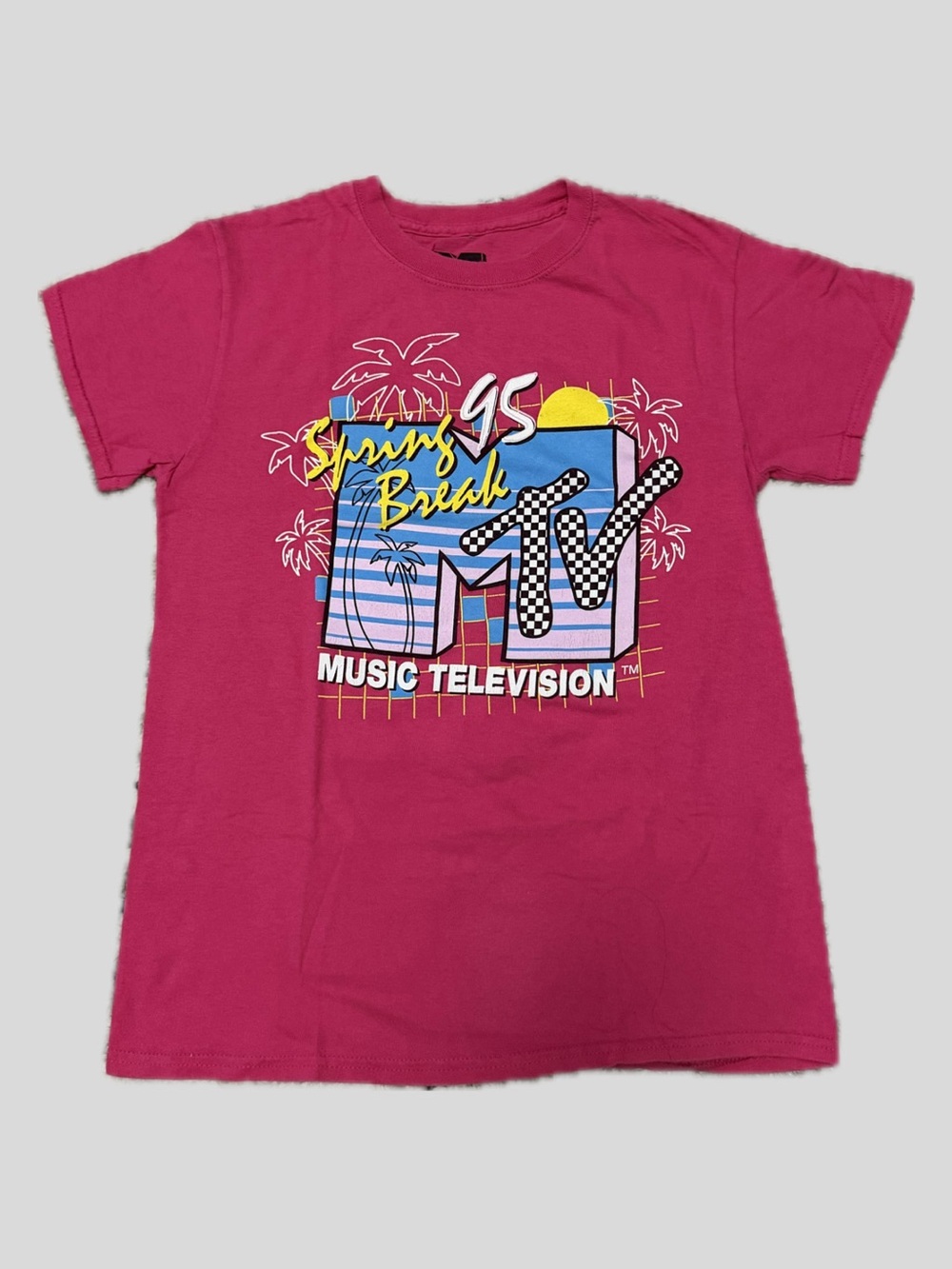 MTV Kids Graphic Tee in Hot Pink with Retro 'Spring Break' Print